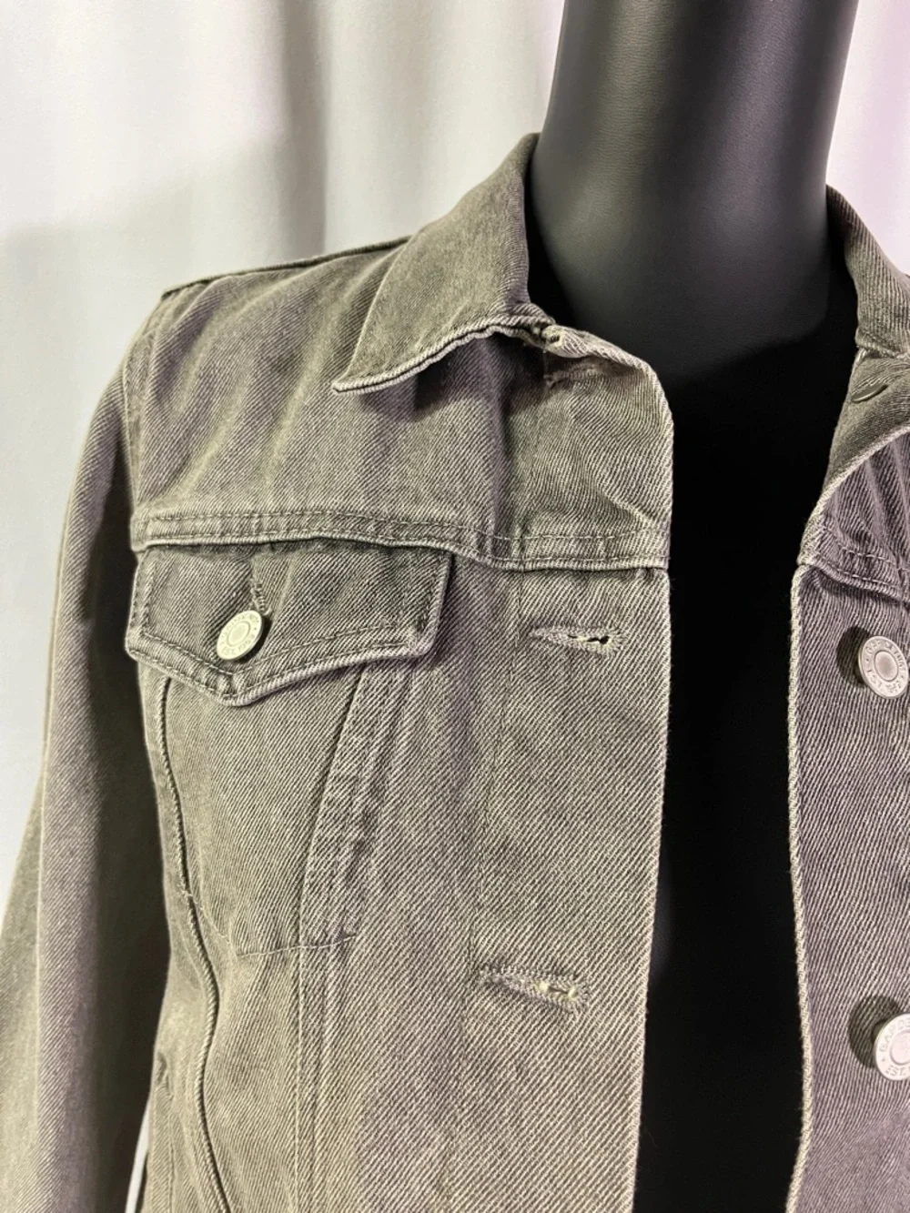 Gap Washed Grey Icon Cropped Denim Jacket - Picture 5 of 16